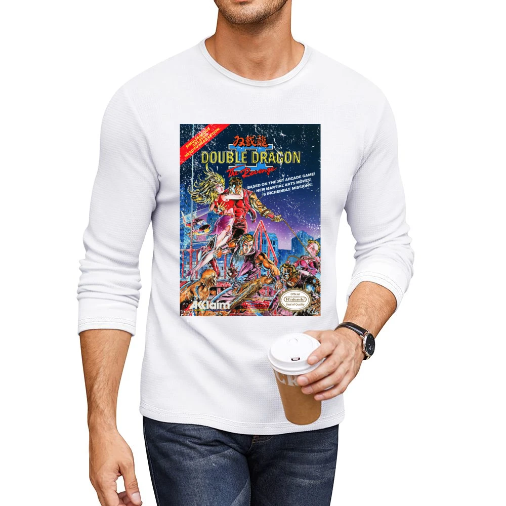 Double Dragon 2 Nes Nintendo Old School Retro Video Game Fan Distresse Men CrewNeck Long Sleeve T-Shirt