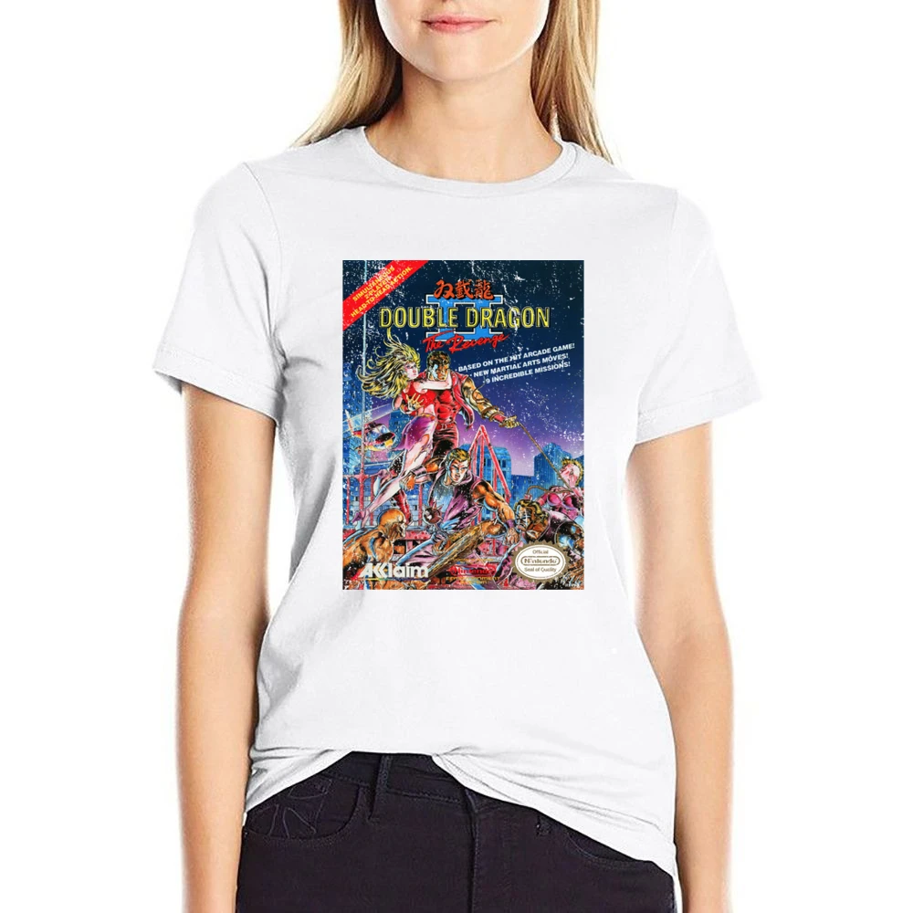 Double Dragon 2 Nes Nintendo Old School Retro Video Game Fan Distresse US Size Women Ladies T-shirt