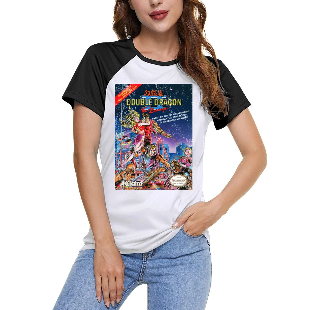 Double Dragon 2 Nes Nintendo Old School Retro Video Game Fan Distresse Women Ladies Short Sleeve T-Shirt