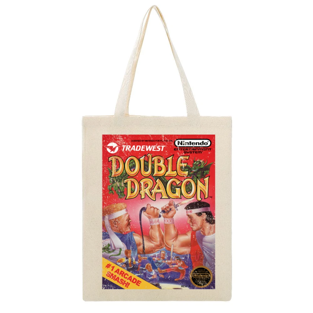 Double Dragon Nes Nintendo Old School Retro Video Game Fan Distressed Beige Canvas Tote Shopping Bag