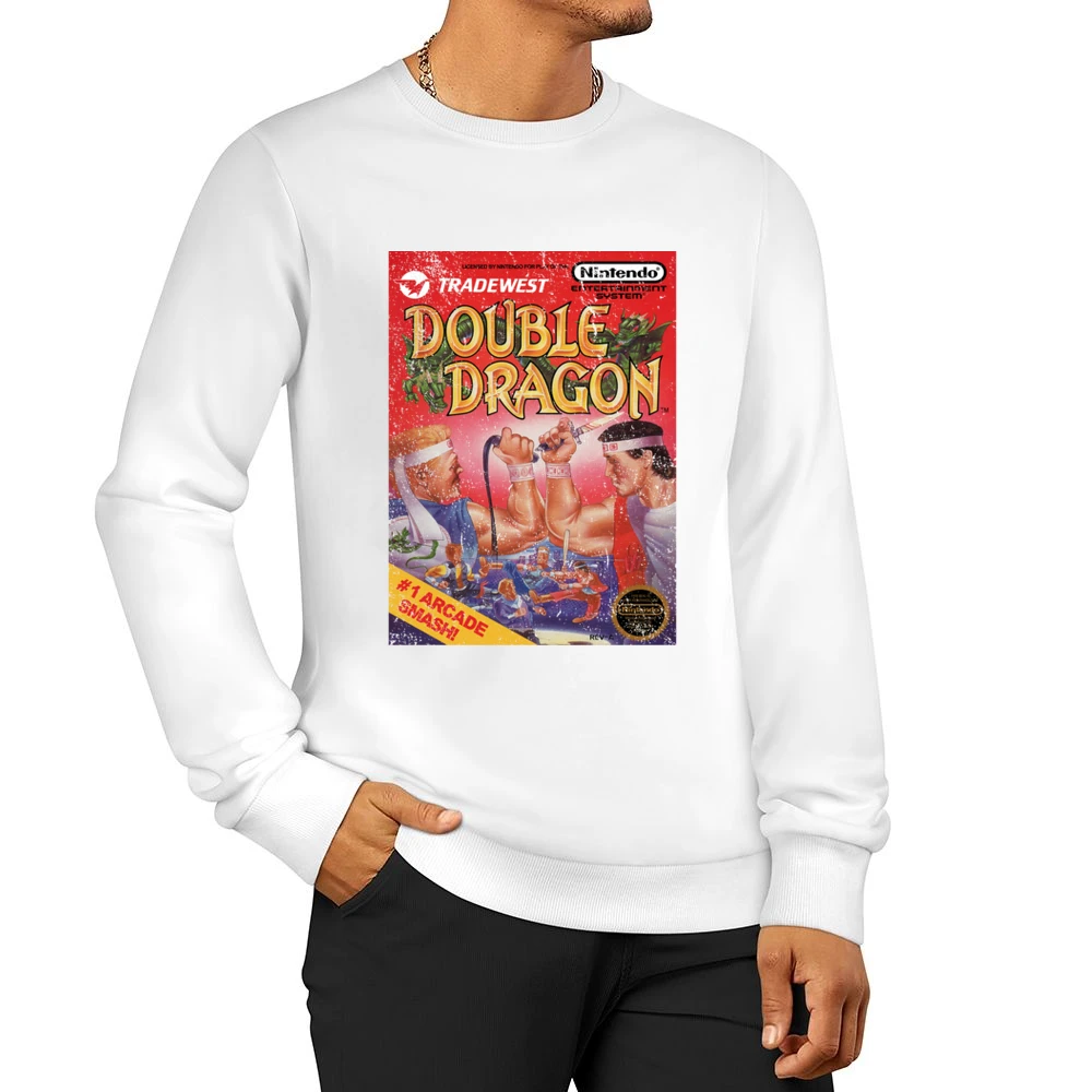 Double Dragon Nes Nintendo Old School Retro Video Game Fan Distressed Men Pullover Sweatshirt