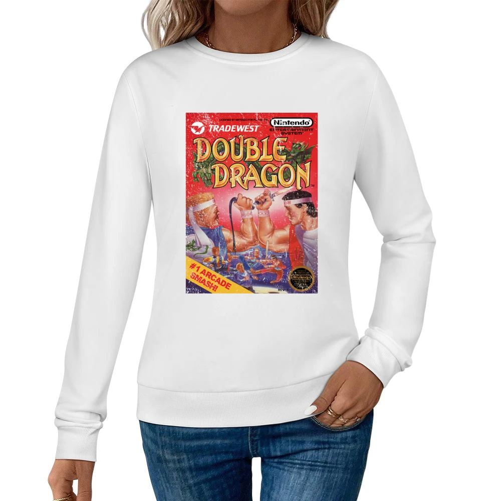 Double Dragon Nes Nintendo Old School Retro Video Game Fan Distressed Women Pullover Sweatshirt