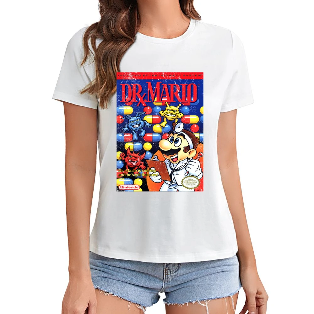 Dr Mario Nes Nintendo Old School Retro Video Game Fan Distressed T Shi Asian Size Women Ladies T-shirt