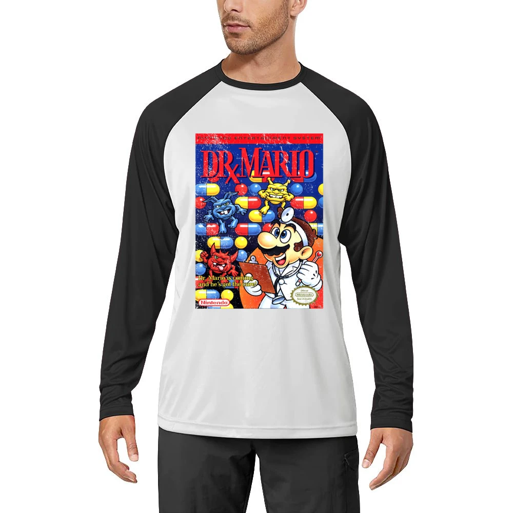Dr Mario Nes Nintendo Old School Retro Video Game Fan Distressed T Shi Men Long Sleeve T-Shirt