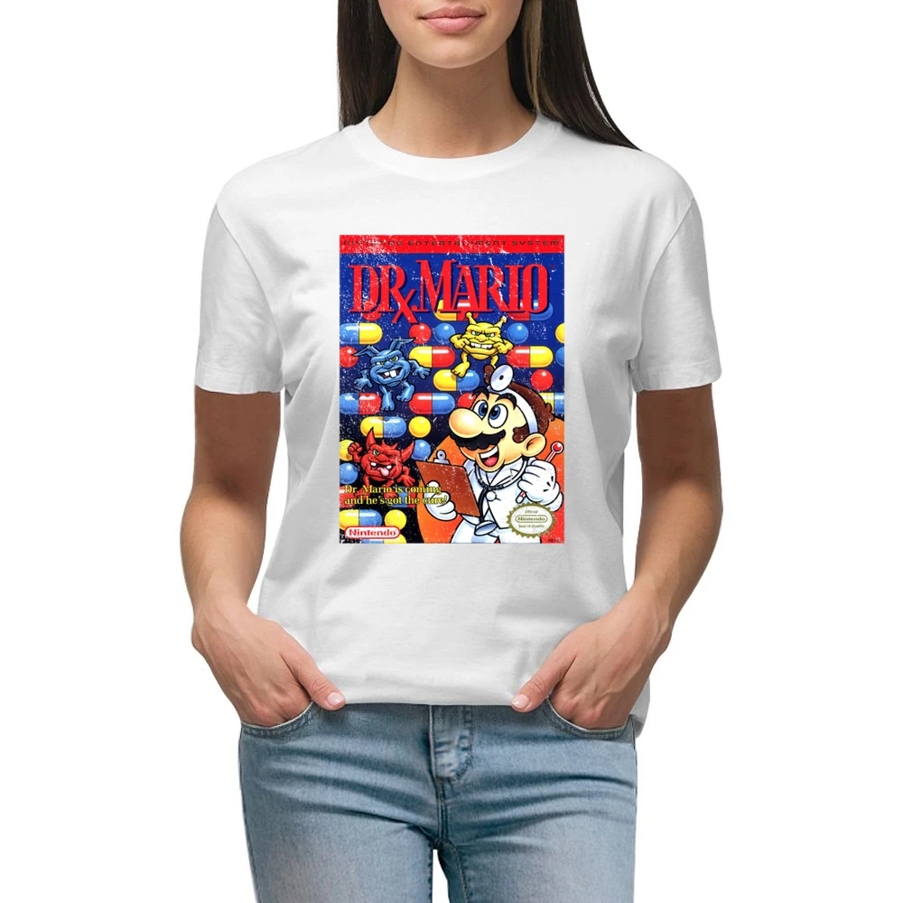 Dr Mario Nes Nintendo Old School Retro Video Game Fan Distressed T Shi Premium Women Ladies T-shirt