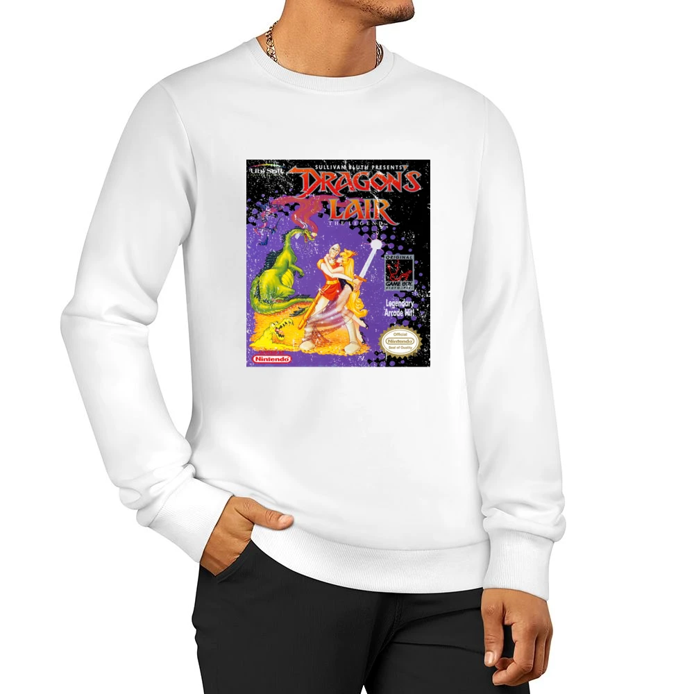 Dragons Lair Game Boy Nintendo Old School Retro Video Game Fan Distres Men Pullover Sweatshirt