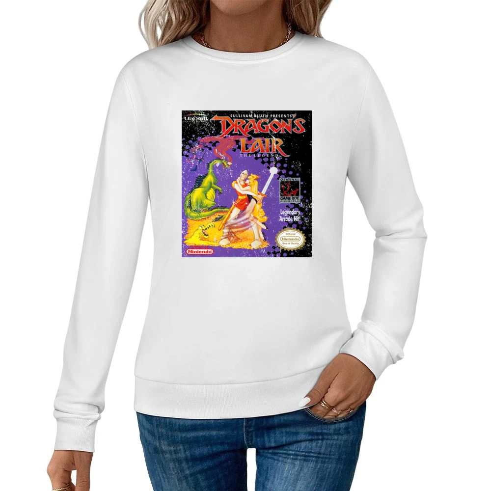 Dragons Lair Game Boy Nintendo Old School Retro Video Game Fan Distres Women Pullover Sweatshirt