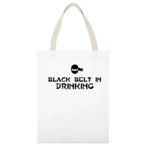 Drinking Black Belt Tshirt White Canvas Tote Shopping Bag