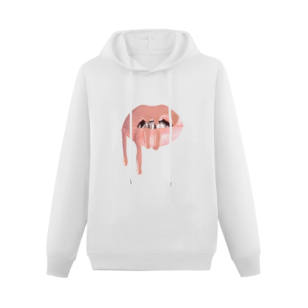 Dripping Lips Popular Lipstick Makeup Graphic Celebrity Tee Shirt Men Hoodie Without Pocket