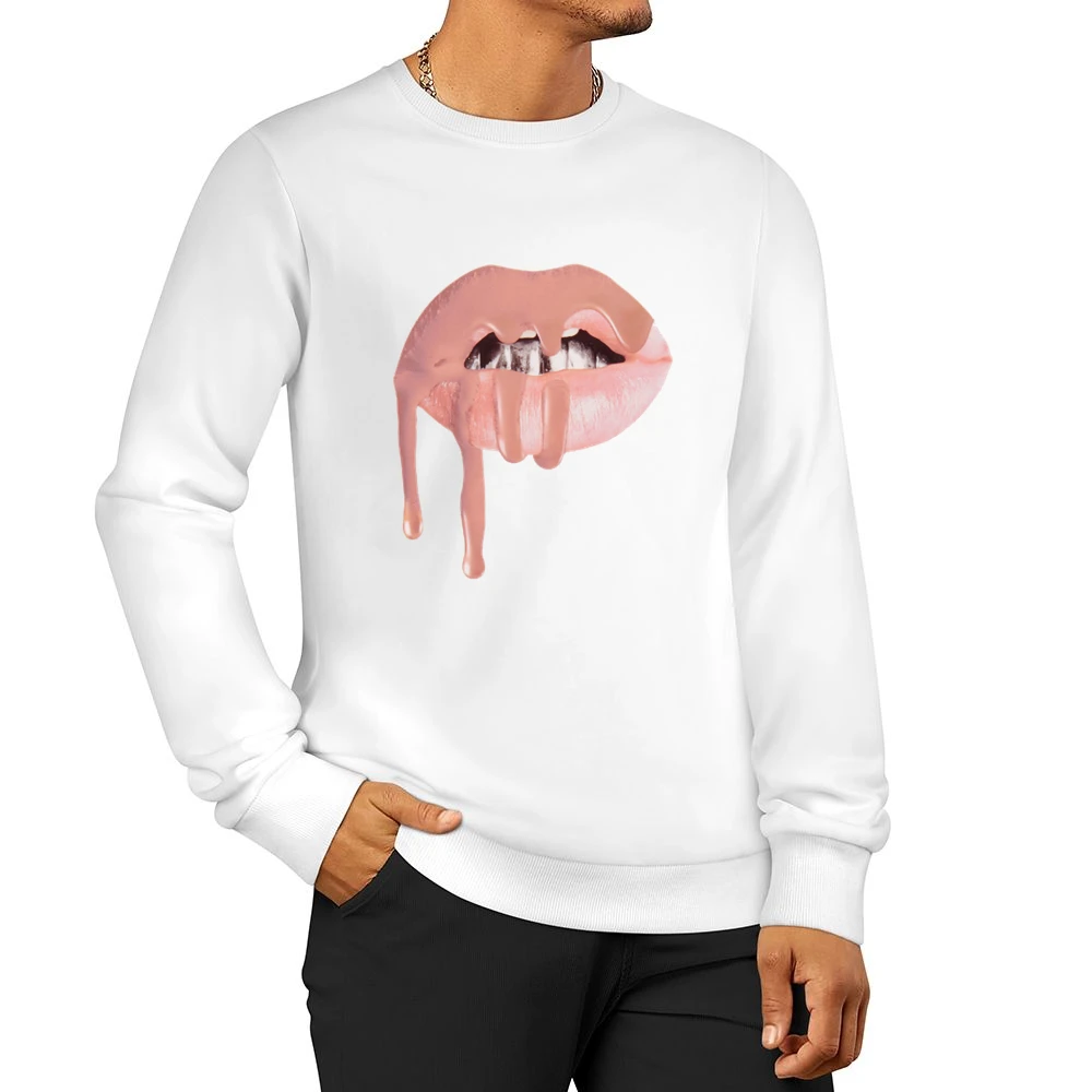 Dripping Lips Popular Lipstick Makeup Graphic Celebrity Tee Shirt Men Pullover Sweatshirt