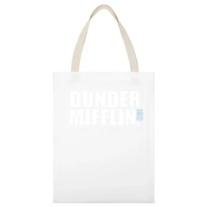 Dunder Mifflin Inc Paper Company Fun The Office Graphic Tv Show T Shir White Canvas Tote Shopping Bag