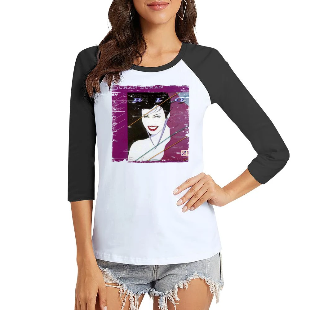 Duran Duran Rio Album Cover Distressed Image Women Ladies 3-4 Sleeve T-Shirt