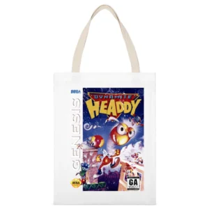 Dynamite Headdy Sega Genesis Old School Retro Video Game Fan Distresse White Canvas Tote Shopping Bag