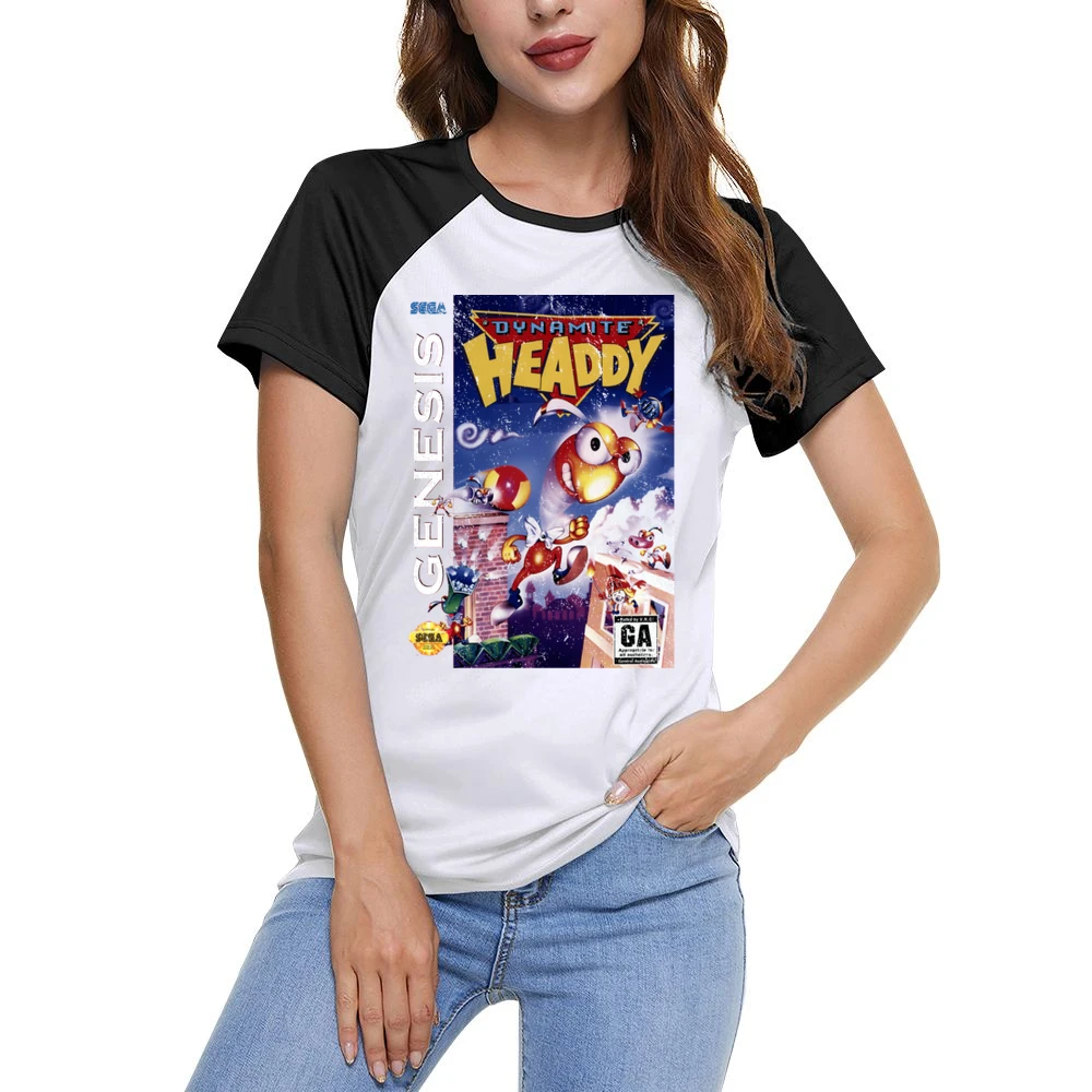 Dynamite Headdy Sega Genesis Old School Retro Video Game Fan Distresse Women Ladies Short Sleeve T-Shirt