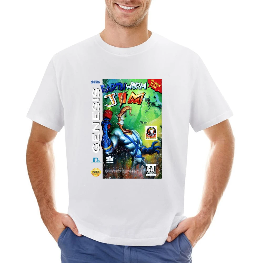 Earthworm Jim Sega Genesis Old School Retro Video Game Fan Distressed Asian Size Men T-Shirt