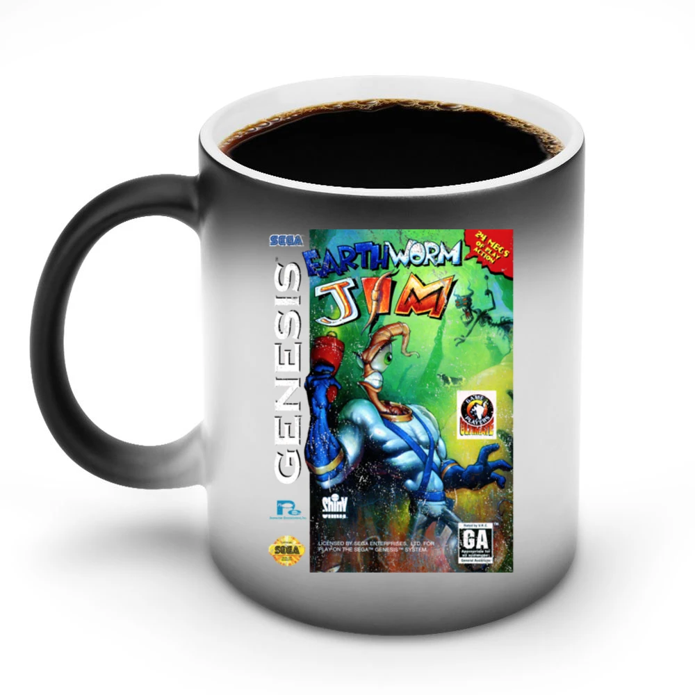 Earthworm Jim Sega Genesis Old School Retro Video Game Fan Distressed Discoloration Mug