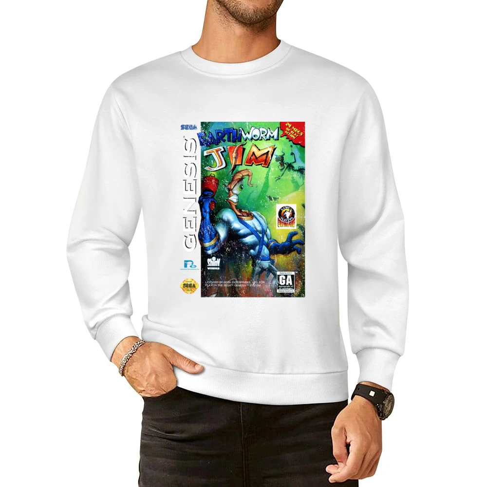 Earthworm Jim Sega Genesis Old School Retro Video Game Fan Distressed European Size Pullover Sweater
