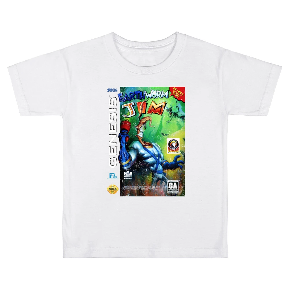 Earthworm Jim Sega Genesis Old School Retro Video Game Fan Distressed Kids Boys Girls T-Shirt