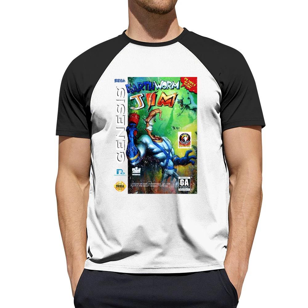 Earthworm Jim Sega Genesis Old School Retro Video Game Fan Distressed Men Short Sleeve T-Shirt