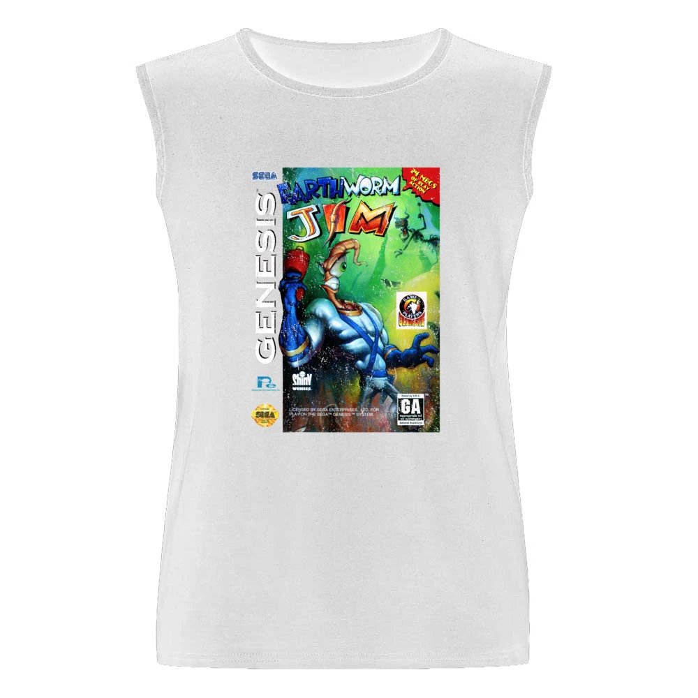Earthworm Jim Sega Genesis Old School Retro Video Game Fan Distressed Men Sleeveless T-Shirt