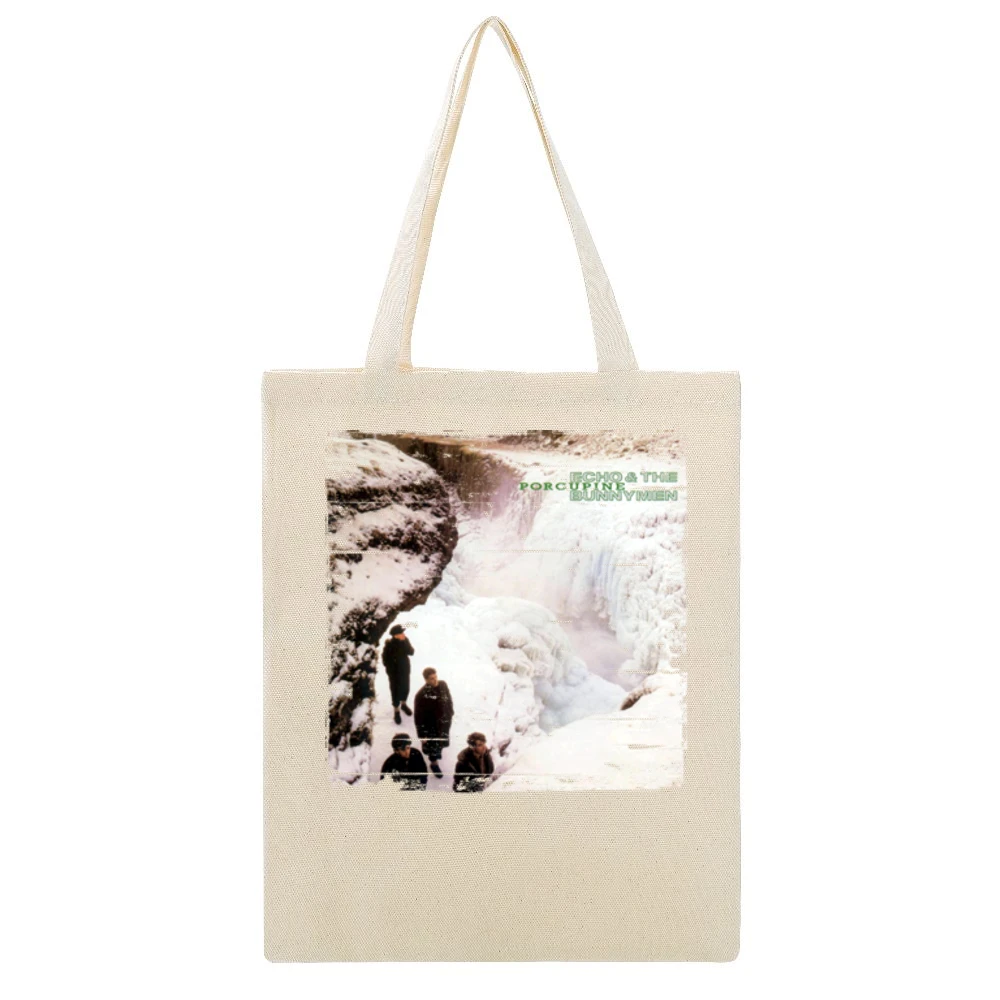 Echo And The Bunnymen Porcupine Album Cover Distressed Image Beige Canvas Tote Shopping Bag