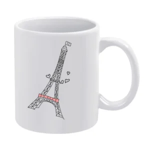 Eiffel Tower Paris With Love Hearts Cute Graphic Tee Shirt White Mug