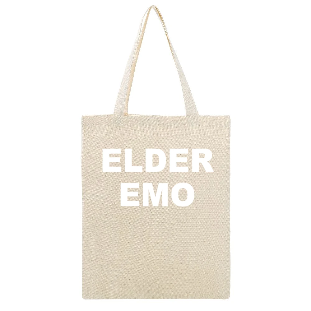 Elder Emo Funny Punk Rock Popular Graphic Beige Canvas Tote Shopping Bag