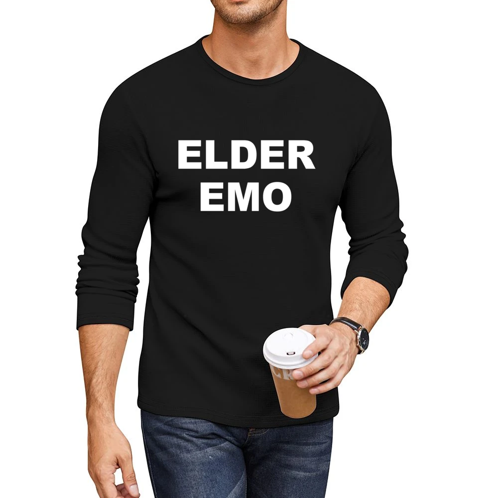 Elder Emo Funny Punk Rock Popular Graphic Men CrewNeck Long Sleeve T-Shirt