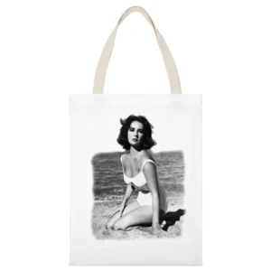 Elizabeth Taylor Rip White Canvas Tote Shopping Bag