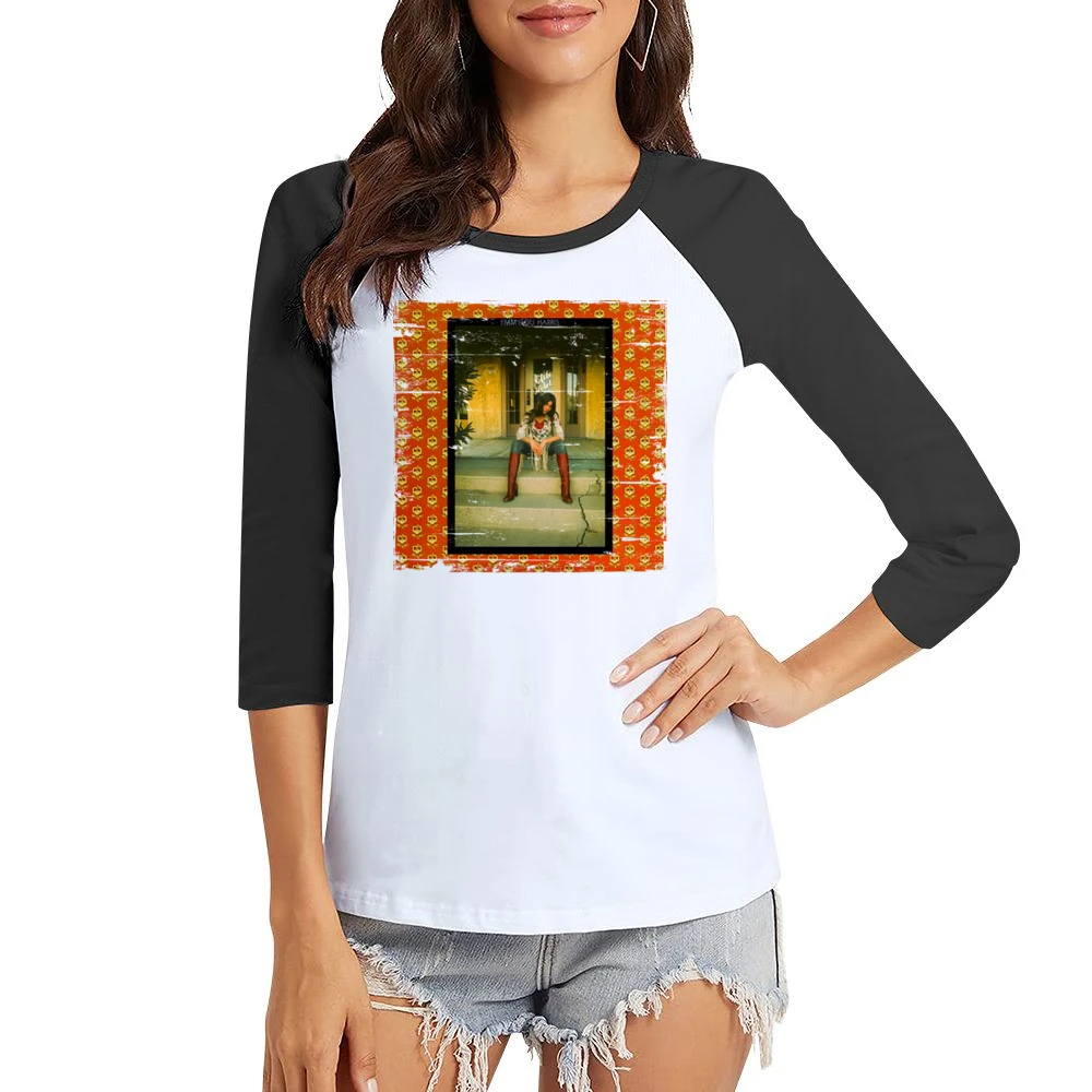 Emmylou Harris Elite Hotel Album Cover Distressed Image Women Ladies 3-4 Sleeve T-Shirt