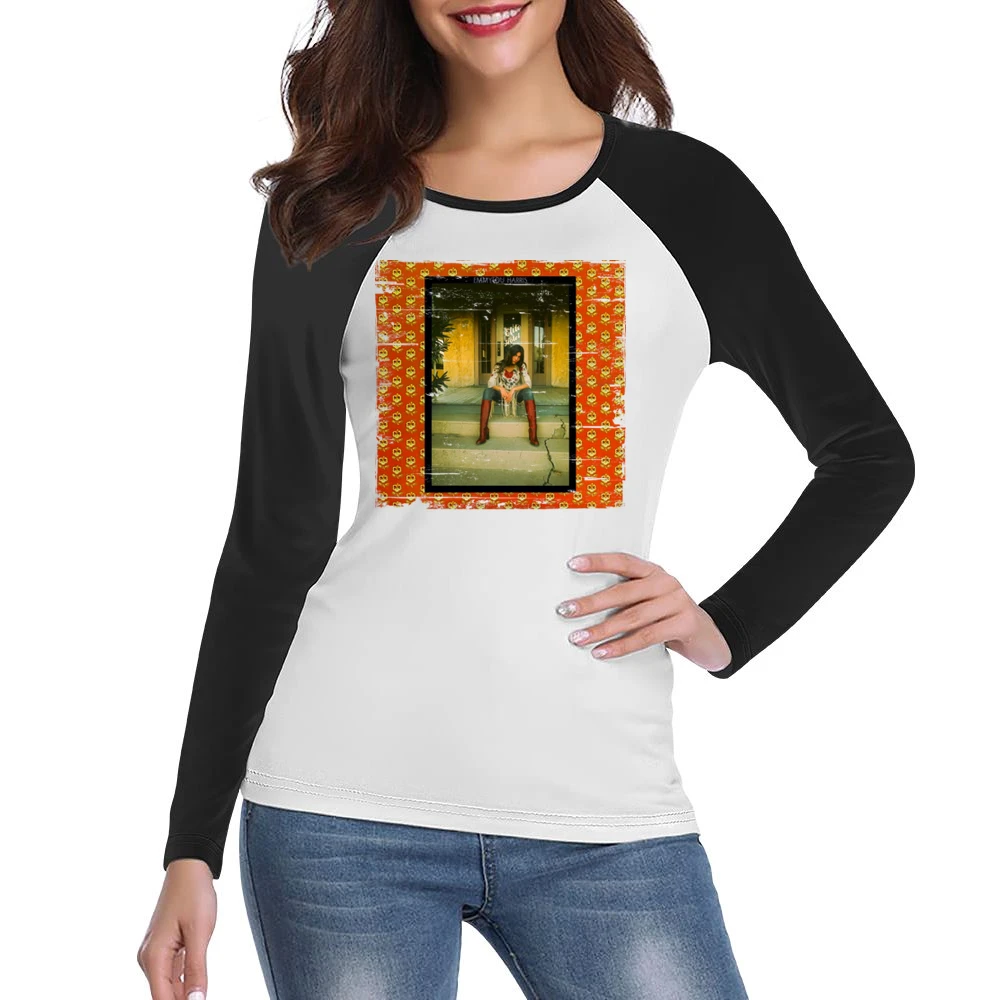 Emmylou Harris Elite Hotel Album Cover Distressed Image Women Ladies Long Sleeve T-Shirt