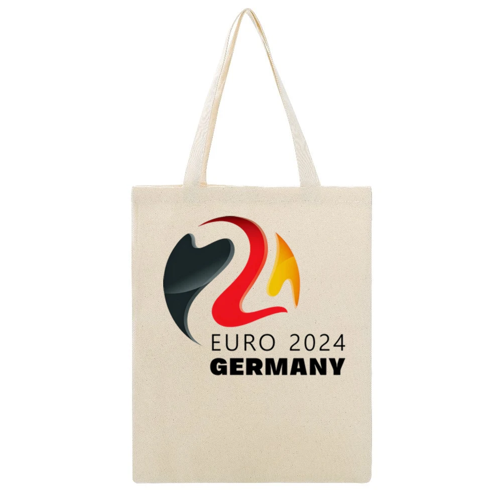 Euro 2024 Germany Host Nation Soccer Football Beige Canvas Tote Shopping Bag