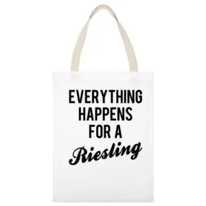Everything Happens For A Riesling Fun Wine Lover Popular Fashion Graph White Canvas Tote Shopping Bag