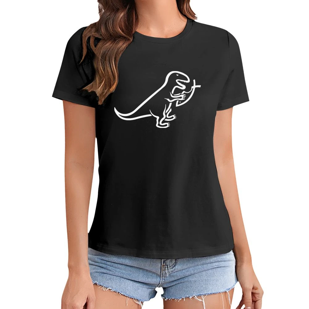 Evolution Versus Creationism Dinosaur Fish Funny Asian Size Women Ladies T-shirt