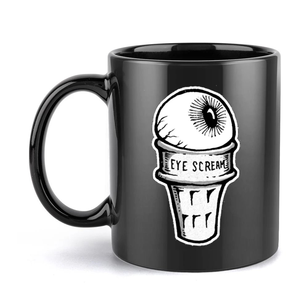 Eye Scream Ice Cream Fun Graphic Tee Shirt Black Mug