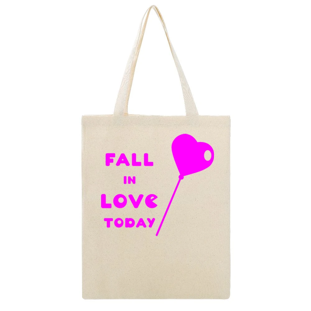 Fall in love today heart balloon Beige Canvas Tote Shopping Bag