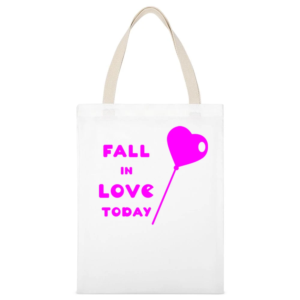 Fall in love today heart balloon White Canvas Tote Shopping Bag