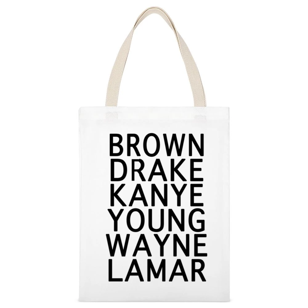 Famous Rap Stars Popular Hip Hop Rappers Graphic Tee Shirt White Canvas Tote Shopping Bag