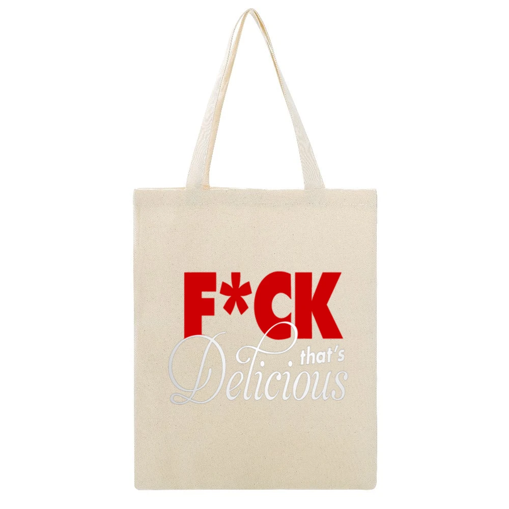 F*ck That's Delicious Apron Beige Canvas Tote Shopping Bag