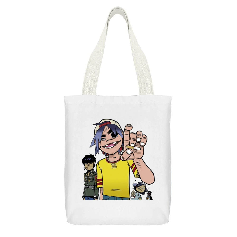 Feel good inc - Gorillaz band White Canvas Tote Shopping Bag With Interior Pocket