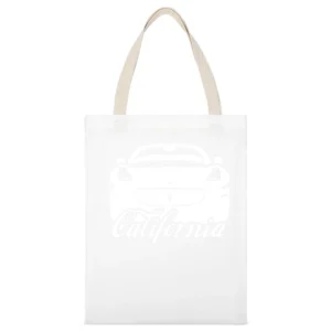 Ferrari California Front Grill Car Lover Silhouette Graphic White Canvas Tote Shopping Bag