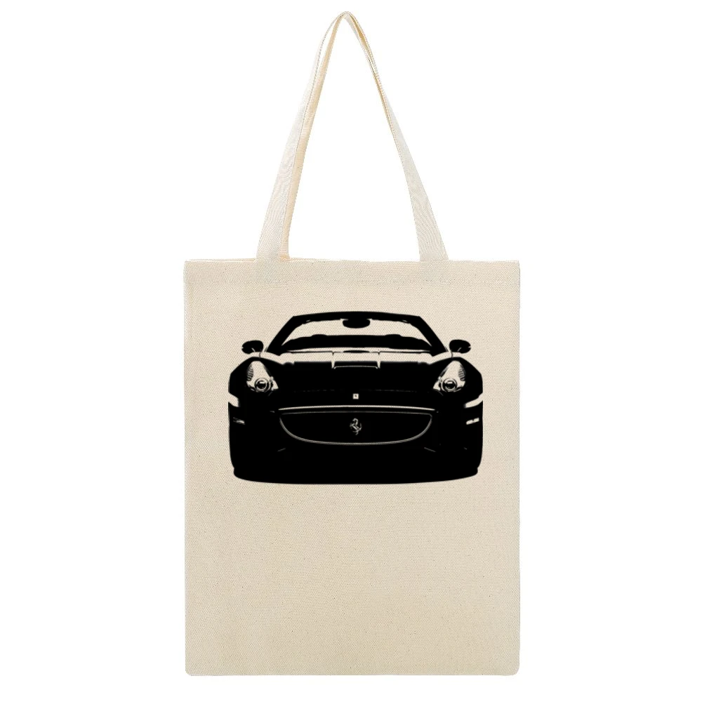 Ferrari California Spyder Convertible Car Front Grill Enthusiast Graph Beige Canvas Tote Shopping Bag