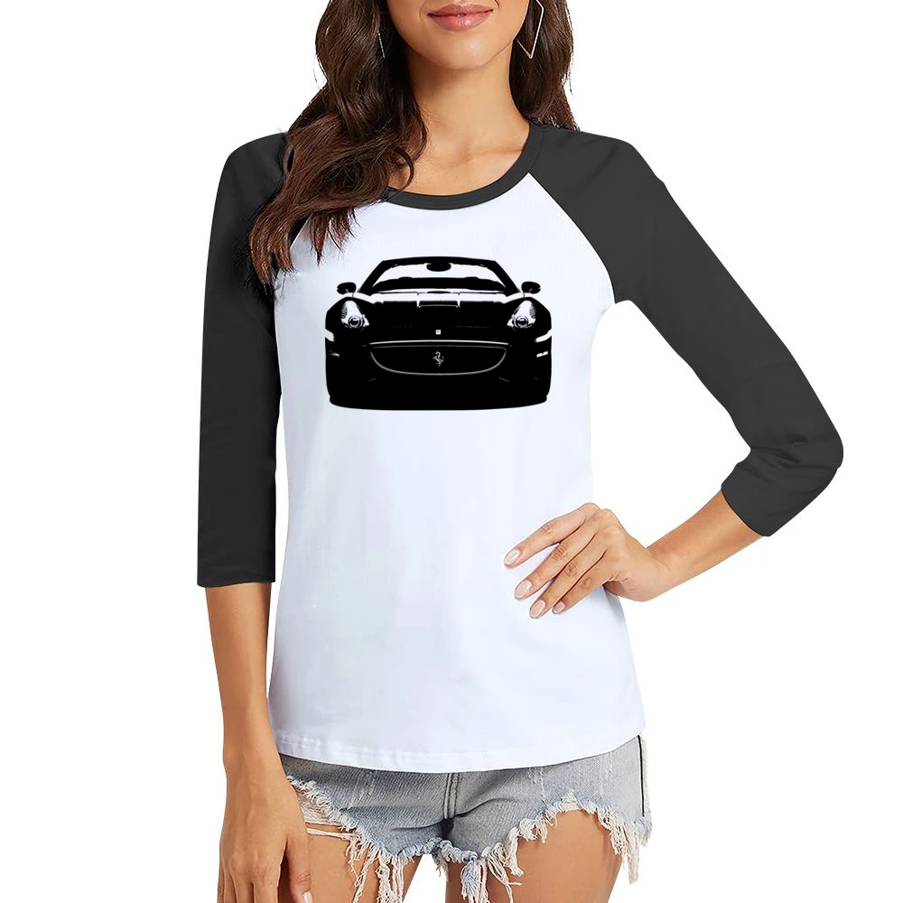 Ferrari California Spyder Convertible Car Front Grill Enthusiast Graph Women Ladies 3-4 Sleeve T-Shirt