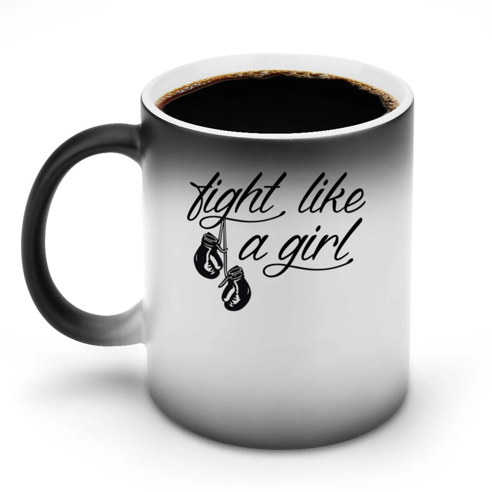 Fight Like A Girl Kickboxing Boxing Gym Popular Custom Graphic Sports Discoloration Mug