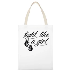 Fight Like A Girl Kickboxing Boxing Gym Popular Custom Graphic Sports White Canvas Tote Shopping Bag