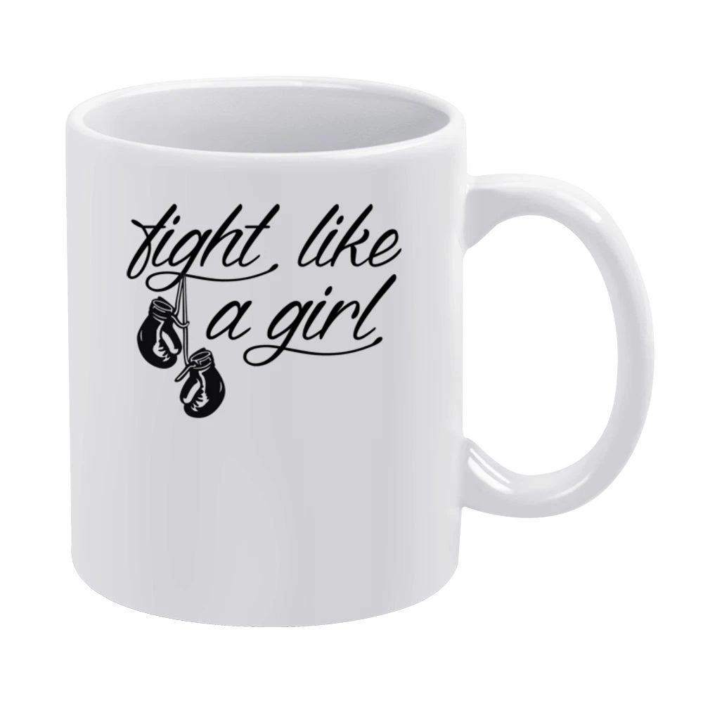 Fight Like A Girl Kickboxing Boxing Gym Popular Custom Graphic Sports White Mug
