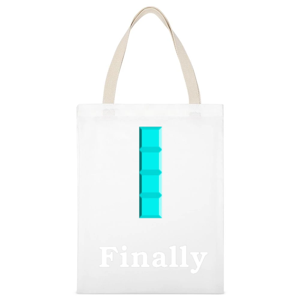 Finally - funny retro games tetris White Canvas Tote Shopping Bag