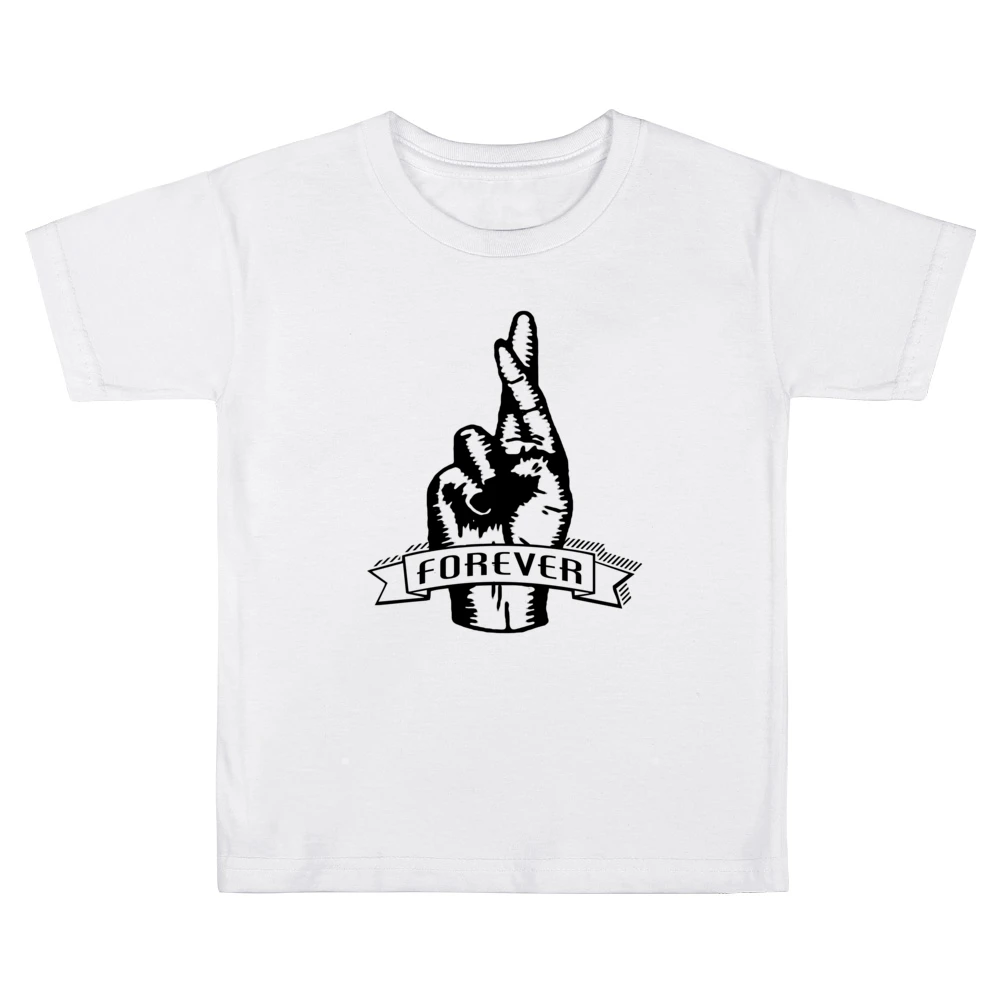 Fingers Crossed Forever Fun Sketched Graphic Tee Shirt Kids Boys Girls T-Shirt