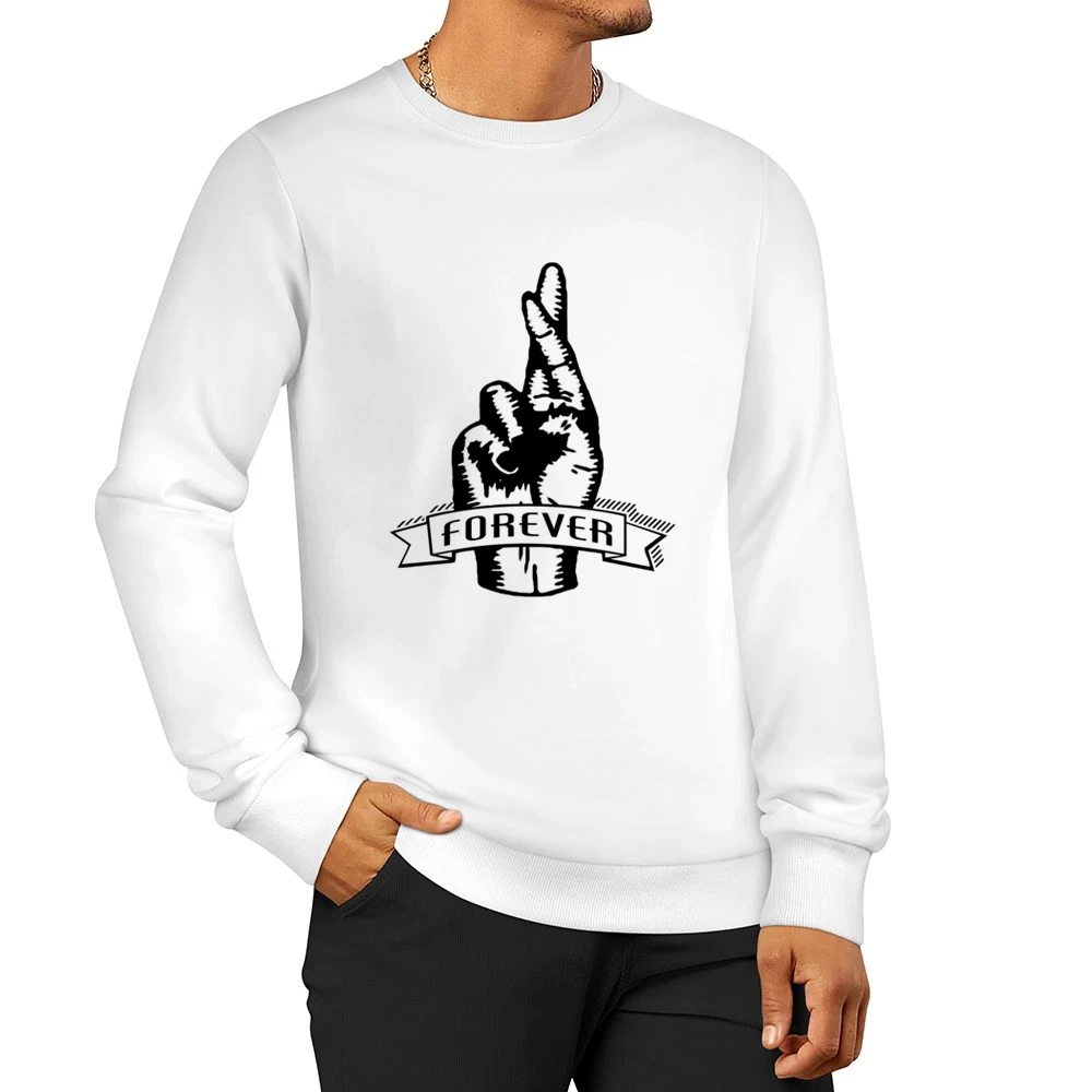 Fingers Crossed Forever Fun Sketched Graphic Tee Shirt Men Pullover Sweatshirt