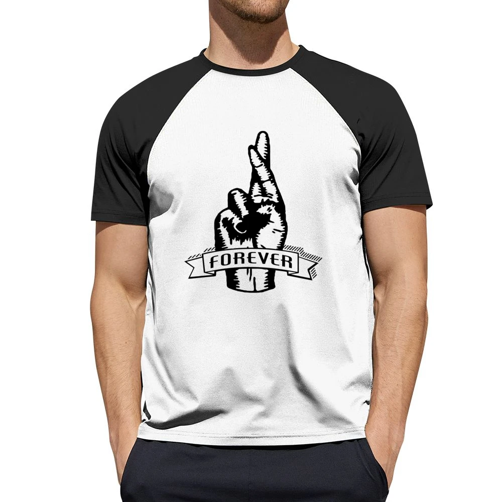 Fingers Crossed Forever Fun Sketched Graphic Tee Shirt Men Short Sleeve T-Shirt